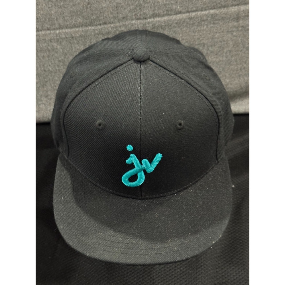 JV Cap Men's One Size Black Spell Out Logo Adjustable Snapback Gym Training Hat